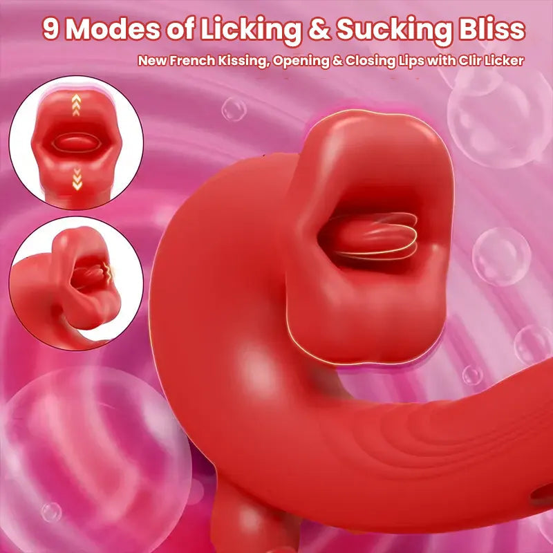 Rose Tongue G-spot Vibrator with Flapping Dildo