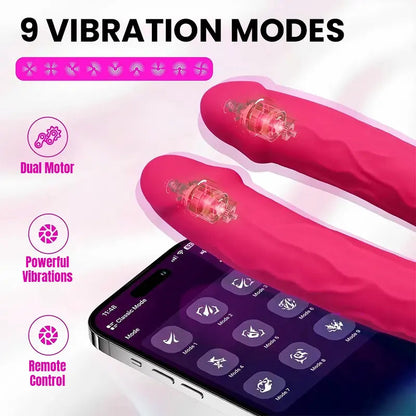 APP Controlled Double Vibrating Dildo for Vaginal & Anal Stimulation