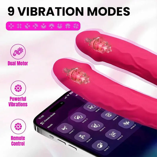 APP Controlled Double Vibrating Dildo for Vaginal & Anal Stimulation