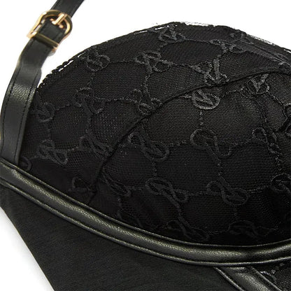 VS Logo Embroidered Backless Faux Leather Inner Pant