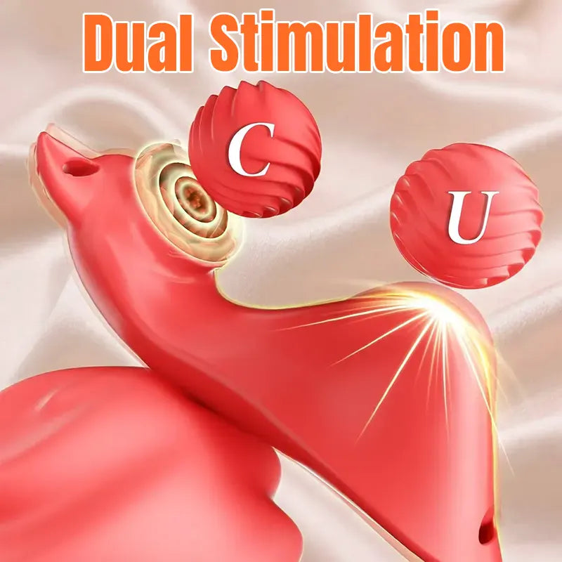 Cat ear rose suction cup vibrator with remote control