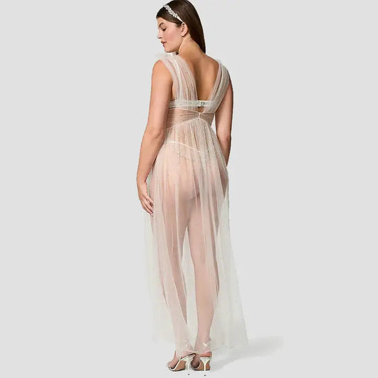 Crystal Sleeveless Tulle Robe