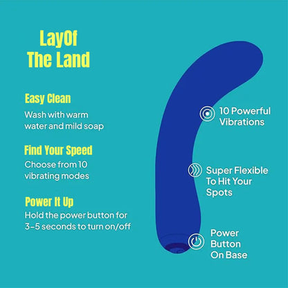 Blue mini G-spot vibrator with 180° vibrating head