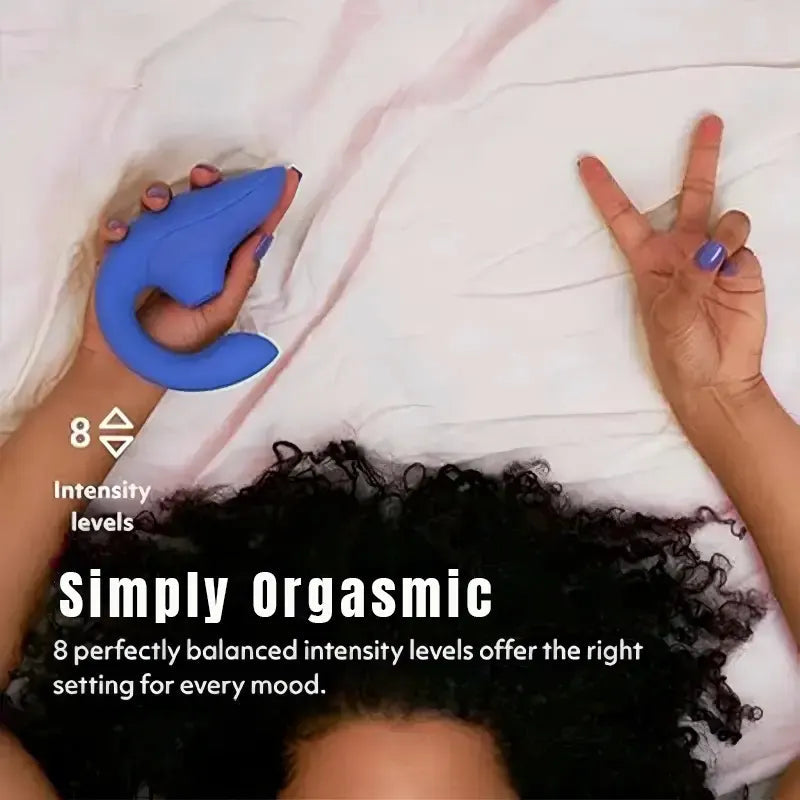 Blue U-shaped mini sucking vibrator