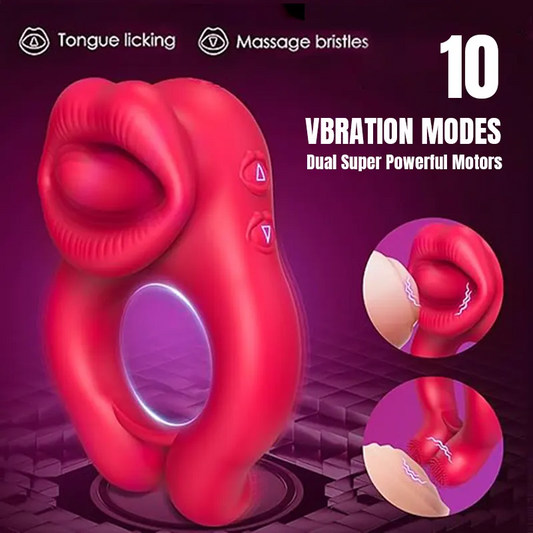 Couples Share Cum Lock Tongue Vibrating Cock Ring