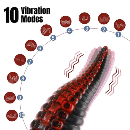 Black Unique Textured Octopus Feet Vibrating Dildo