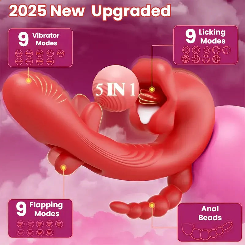 Rose Tongue G-spot Vibrator with Flapping Dildo