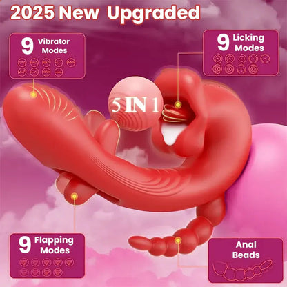 Rose Tongue G-spot Vibrator with Flapping Dildo