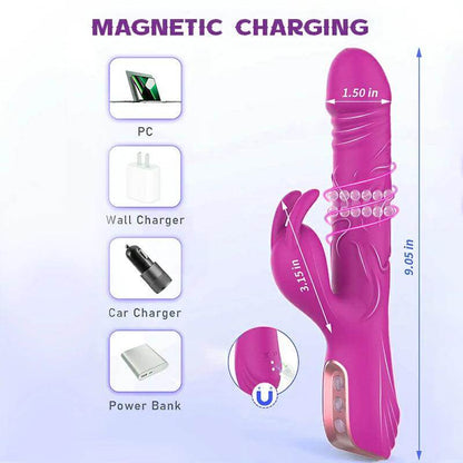 Beaded Rabbit Vibrator with Dual Motors & Clitoral Stimulation