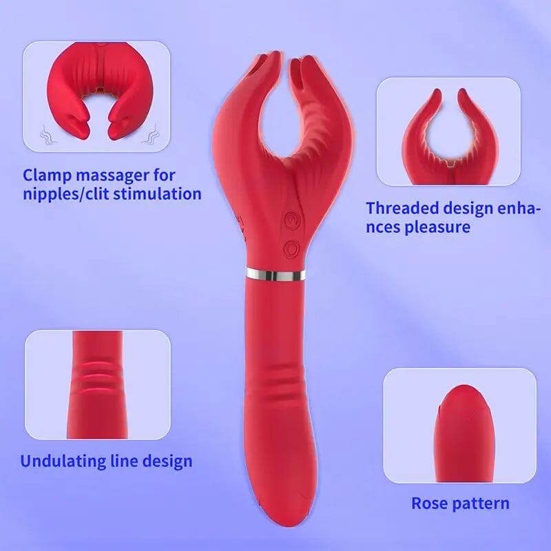Y-Clitoral Clamp G-Spot Rose Vibrator