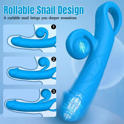 Clitoral & G-Spot Vibrating Snail Dildo with 10 Sets