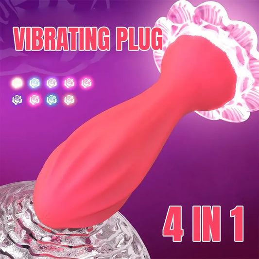 Crystal Rose Luminous Vibrating Anal Plug