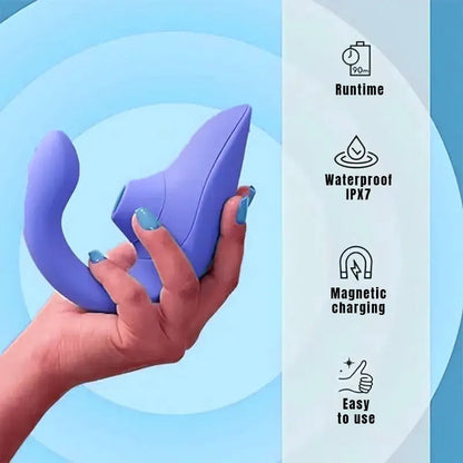 Blue U-shaped mini sucking vibrator