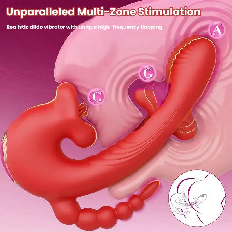 Rose Tongue G-spot Vibrator with Flapping Dildo