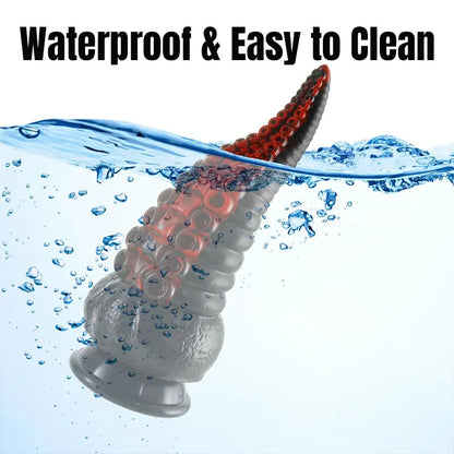 Black Unique Textured Octopus Feet Vibrating Dildo