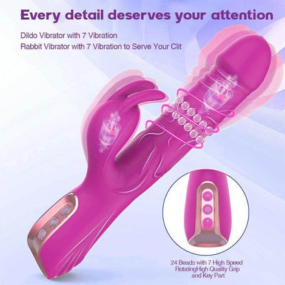 Beaded Rabbit Vibrator with Dual Motors & Clitoral Stimulation