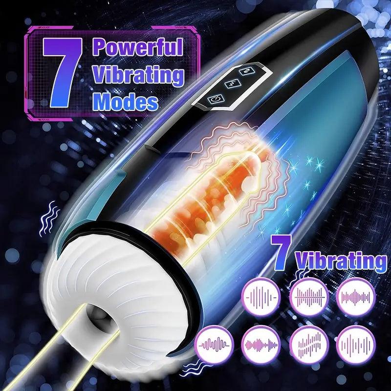 Vibrating Telescopic Starry LED Light Masturbation Cup