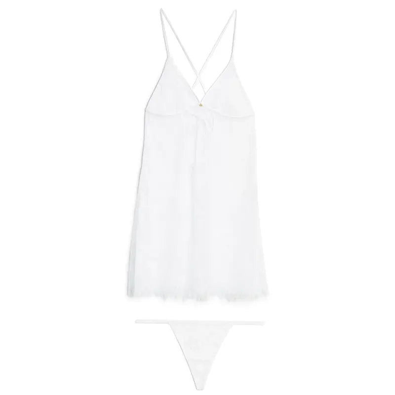 White Lace Halter Neck Babydoll