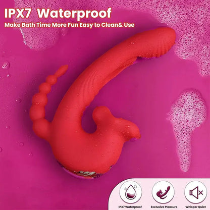 Rose Tongue G-spot Vibrator with Flapping Dildo