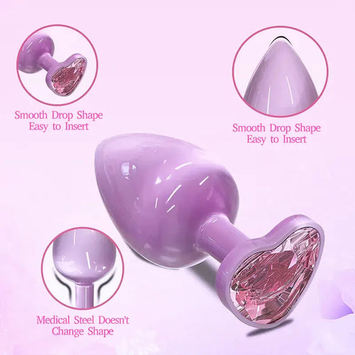 Violet Stainless Steel Jeweled Anal Plug