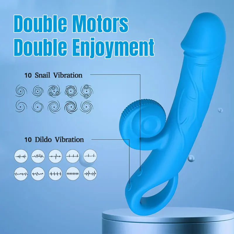 Clitoral & G-Spot Vibrating Snail Dildo with 10 Sets
