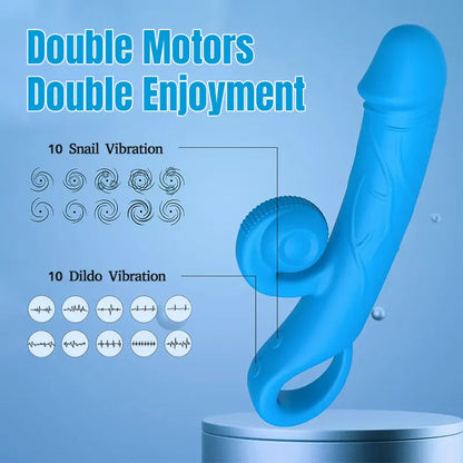 Clitoral & G-Spot Vibrating Snail Dildo with 10 Sets