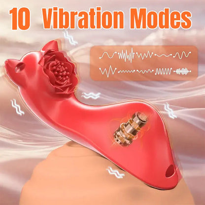 Cat ear rose suction cup vibrator with remote control