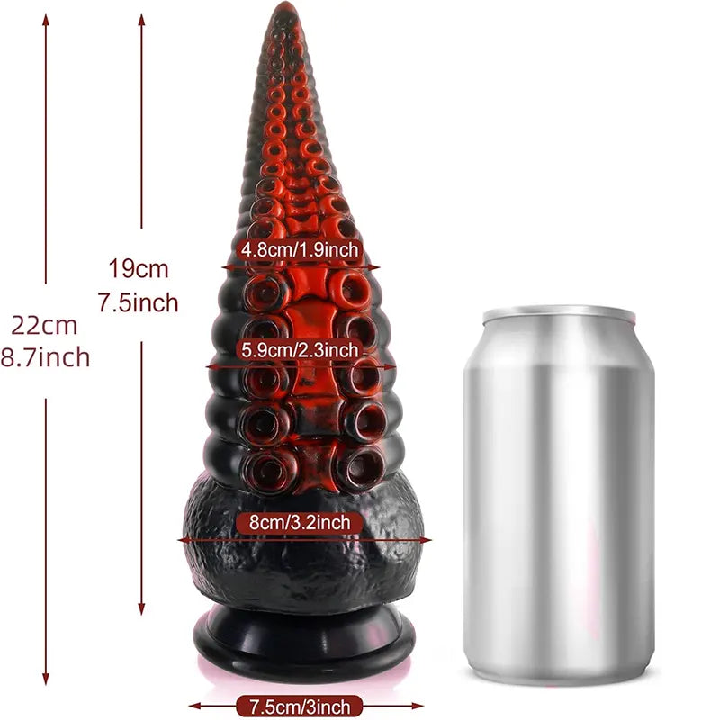 Black Unique Textured Octopus Feet Vibrating Dildo