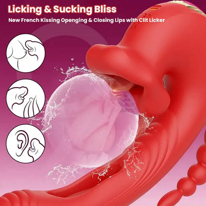 Rose Tongue G-spot Vibrator with Flapping Dildo