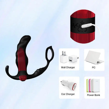 Bullet Vibrating Penis Ring with Prostate Massager
